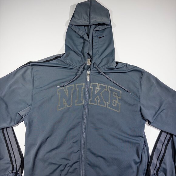 Nike Other - Vintage Nike Men's Full Zip Hooded Sweatshirt Grey Y2K - Size Medium